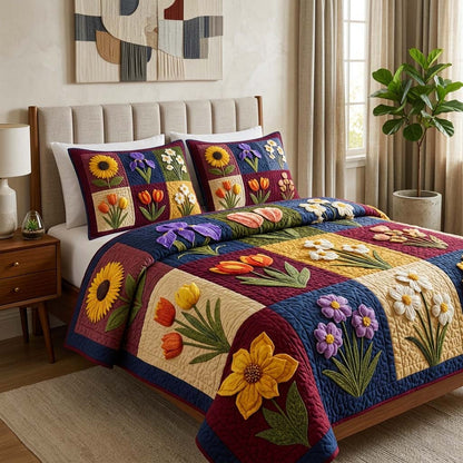 Spring Garden 3-Piece Quilted Bedding Set GFTOQM3706