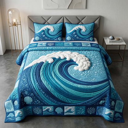 Ocean Wave 3-Piece Quilted Bedding Set GFTOQM3711