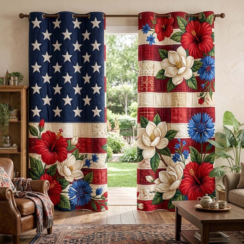 Patriot Blooms Quilted Curtains GFTOQM3716