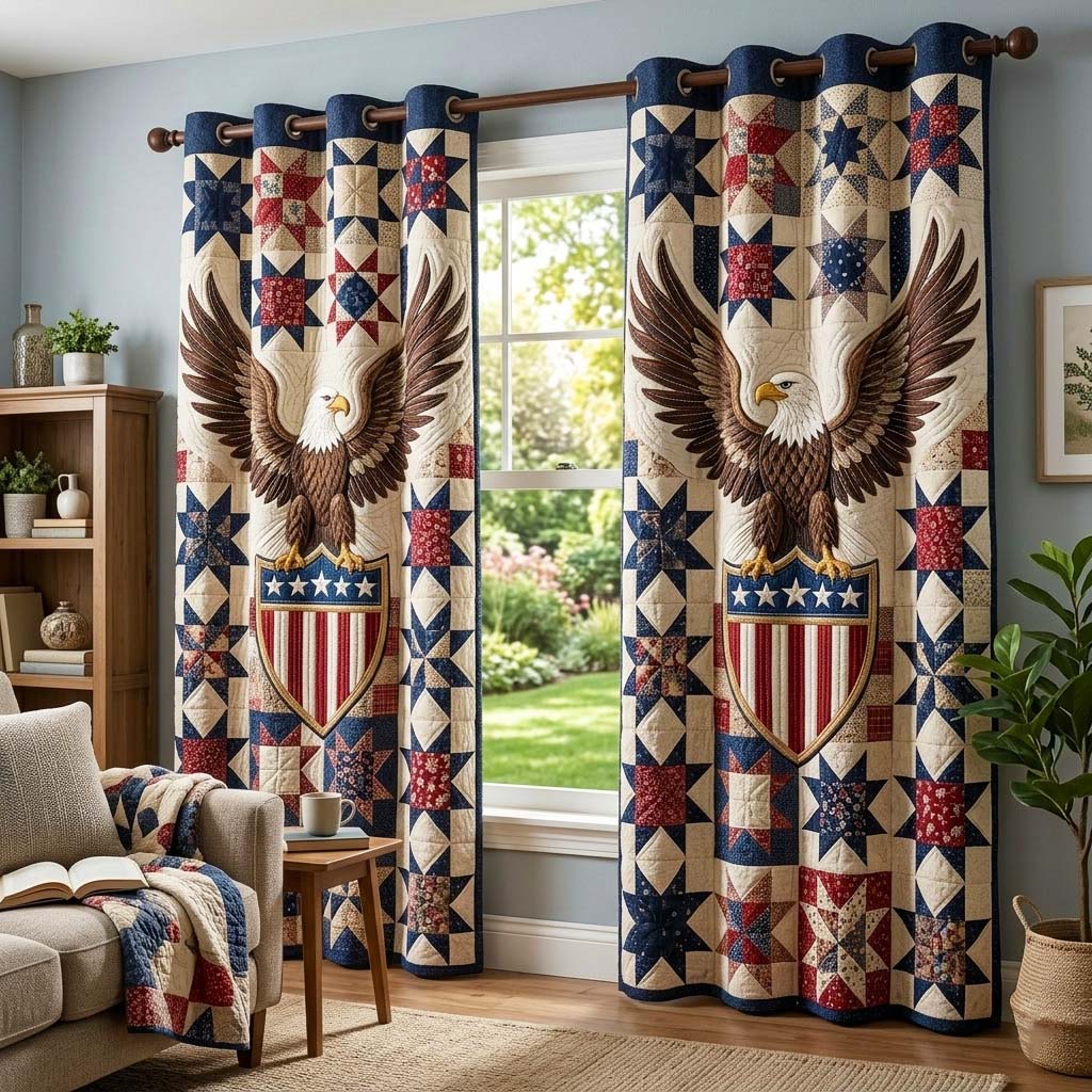 Eagle Shield Quilted Curtains GFTOQM3718