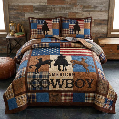 Cowboy Patriot 3-Piece Quilted Bedding Set GFTOQM3731