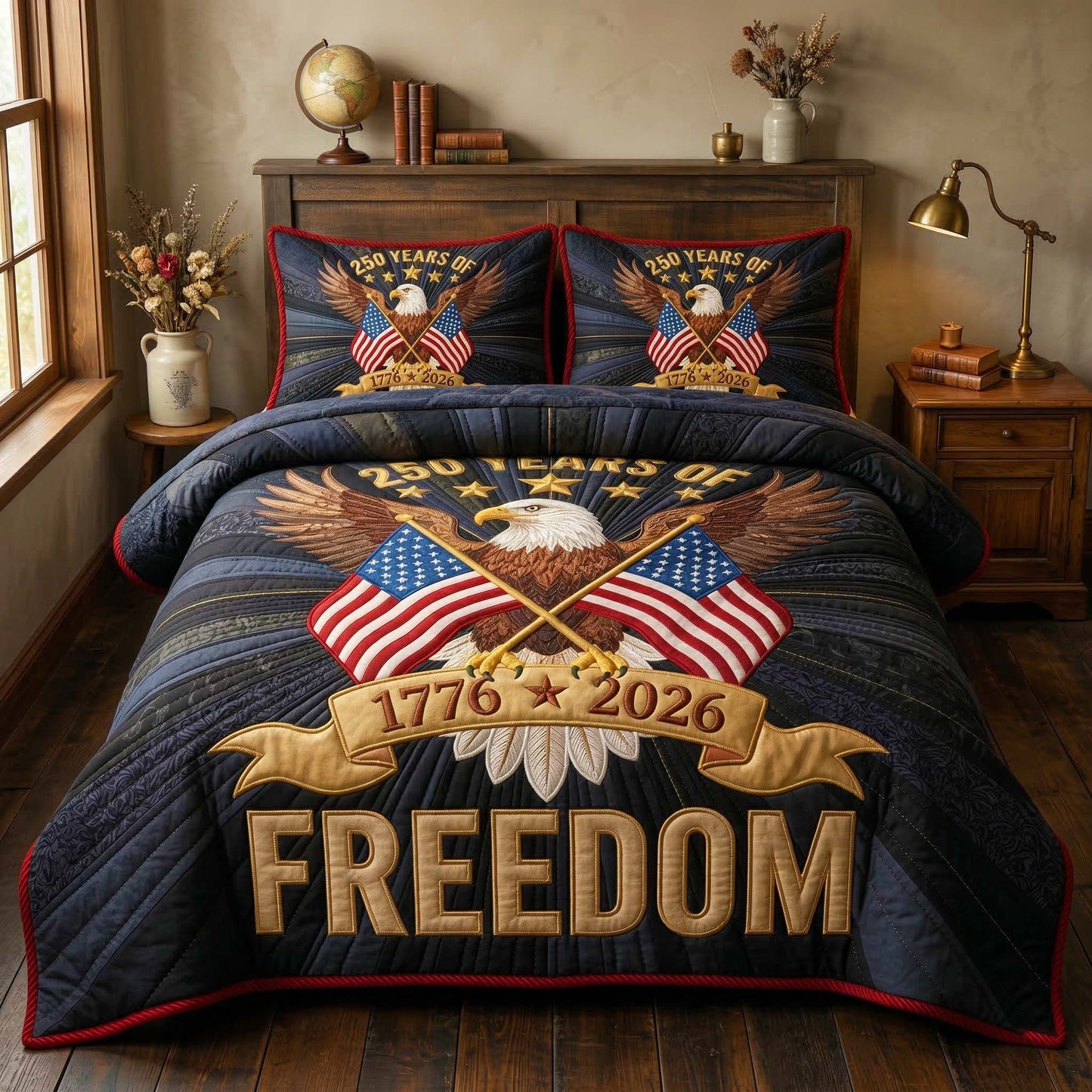 Liberty Flags 3-Piece Quilted Bedding Set GFTOQM3733