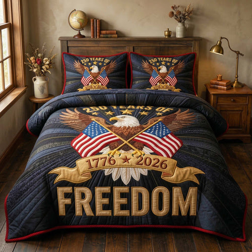 Liberty Flags 3-Piece Quilted Bedding Set GFTOQM3733