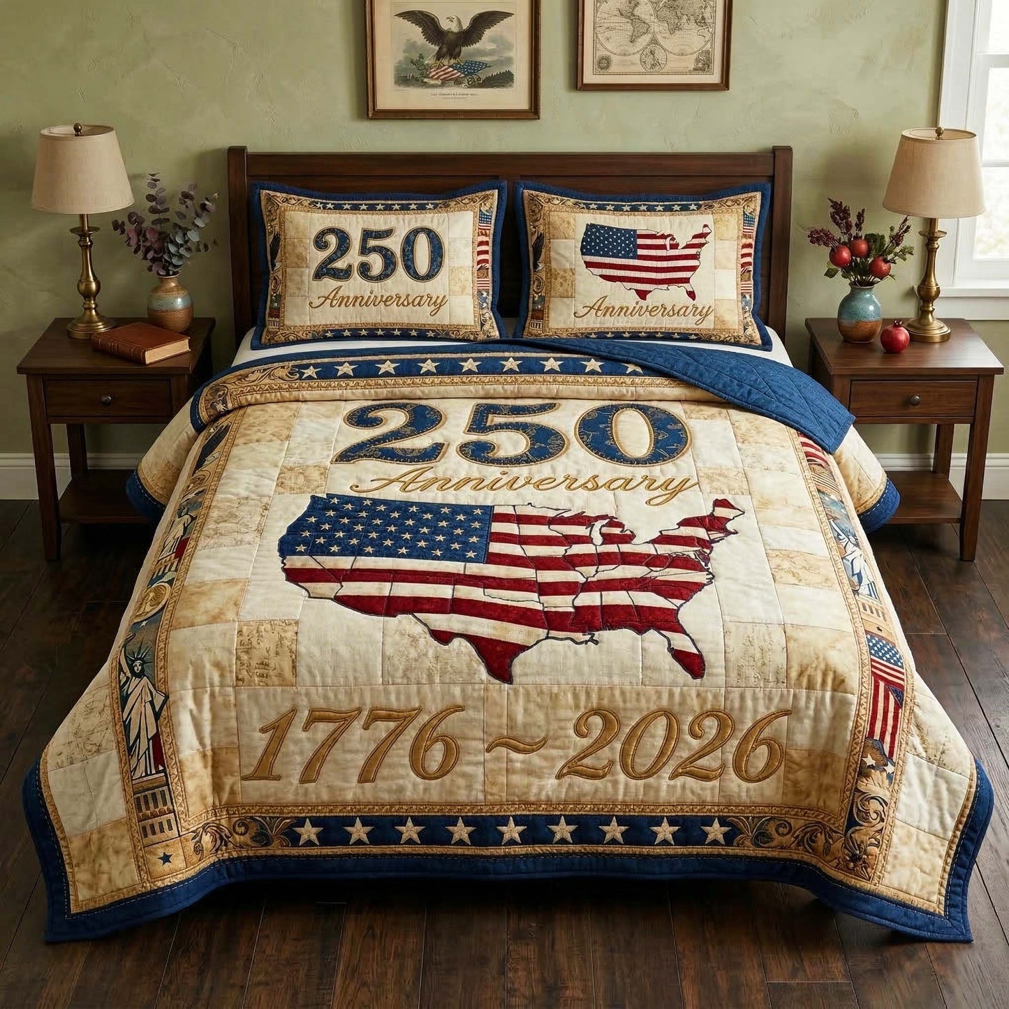 America Anniversary 3-Piece Quilted Bedding Set GFTOQM3734