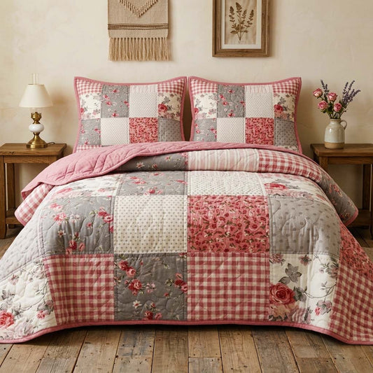 Cottage Patchwork 3-Piece Quilted Bedding Set GFTOQM3738