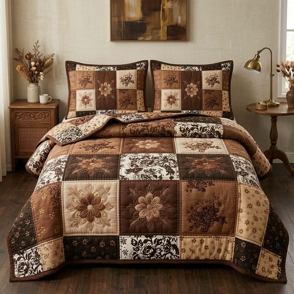 Autumn Patchwork 3-Piece Quilted Bedding Set GFTOQM3739