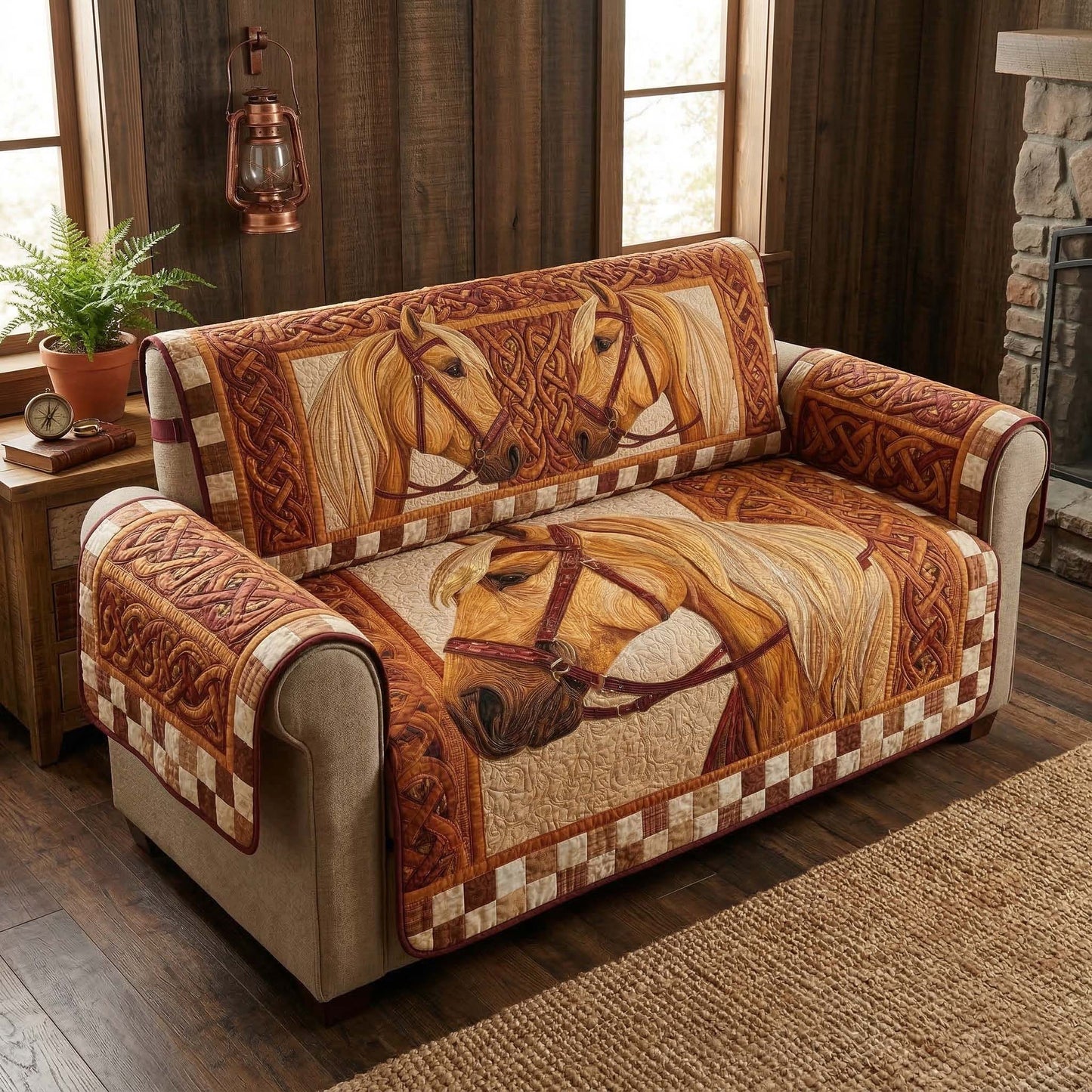 Wild Stallion Quilted Sofa Cover GFTOQM3751