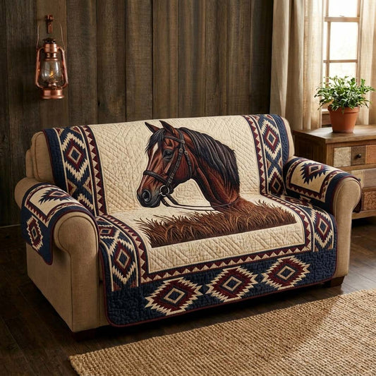 Wild Stallion Quilted Sofa Cover GFTOQM3752