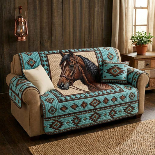 Wild Stallion Quilted Sofa Cover GFTOQM3754