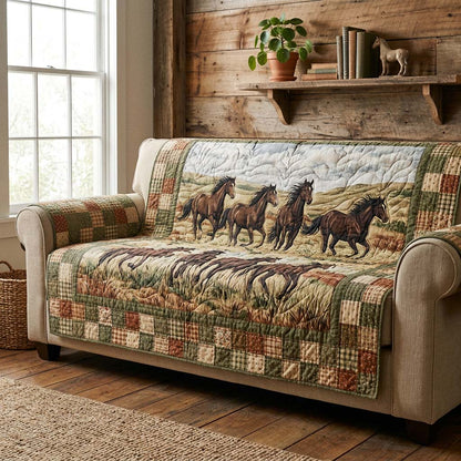 Wild Stallion Quilted Sofa Cover GFTOQM3756
