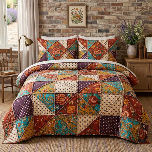 Blossom Patchwork 3-Piece Quilted Bedding Set GFTOQM3772