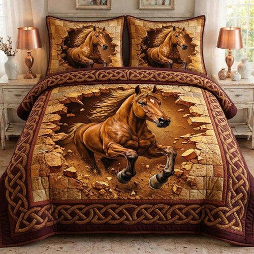Wild Stallion 3-Piece Quilted Bedding Set GFTOQM3775