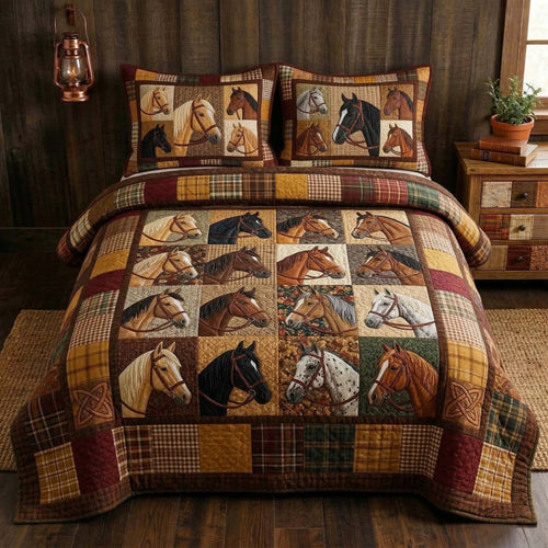 Wild Stallion 3-Piece Quilted Bedding Set GFTOQM3776