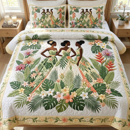 Tropical Women 3-Piece Quilted Bedding Set GFTOQM3795