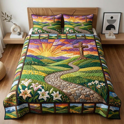 Cross Path 3-Piece Quilted Bedding Set GFTOQM3818