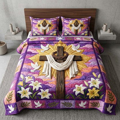 Risen Cross 3-Piece Quilted Bedding Set GFTOQM3819