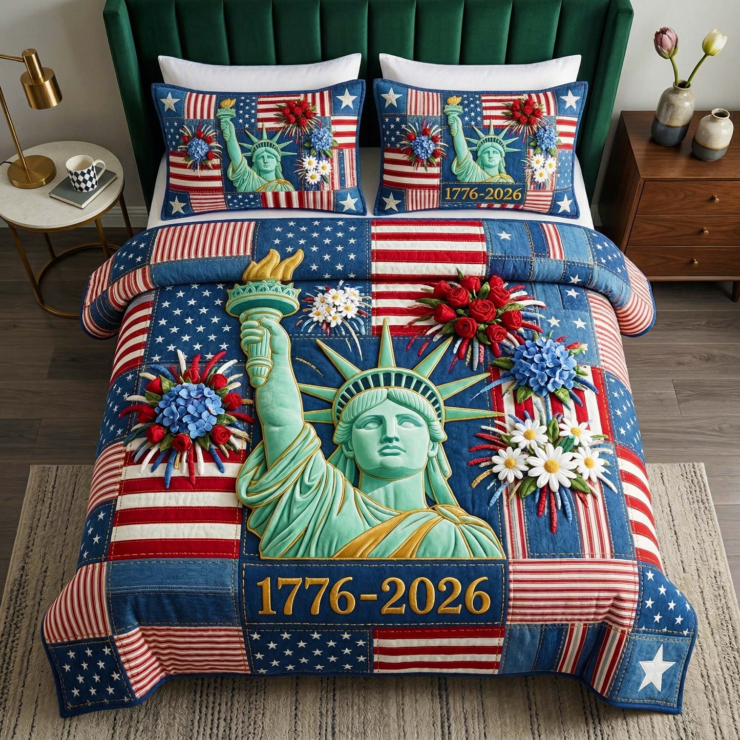 Liberty Statue 3-Piece Quilted Bedding Set GFTOQM3824