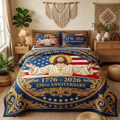 Patriotic Jesus 3-Piece Quilted Bedding Set GFTOQM3827