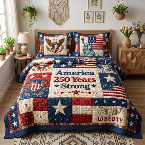 America Strong 3-Piece Quilted Bedding Set GFTOQM3828