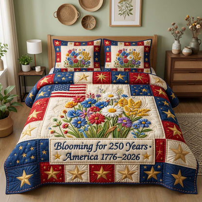 Blooming America 3-Piece Quilted Bedding Set GFTOQM3829