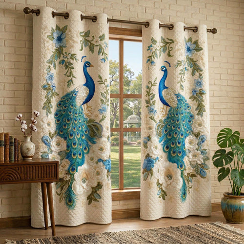 Floral Peacock Quilted Curtains GFTOQM3830
