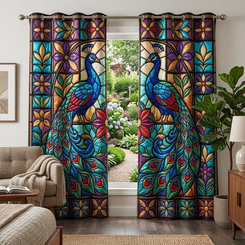 Mosaic Peacock Quilted Curtains GFTOQM3832