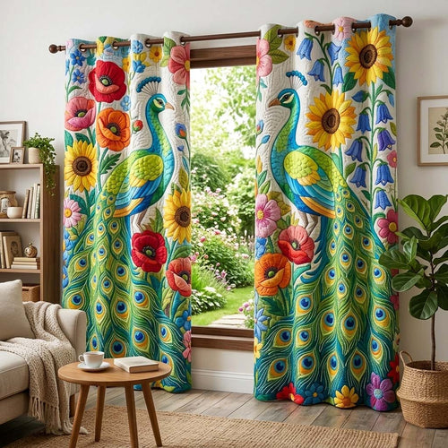 Garden Peacock Quilted Curtains GFTOQM3833