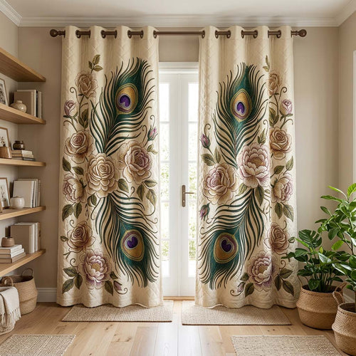 Peacock Rose Quilted Curtains GFTOQM3835