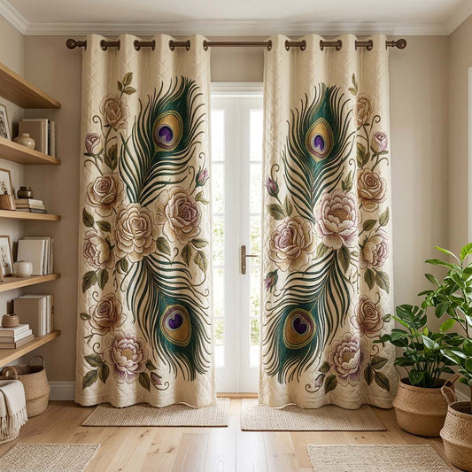 Peacock Rose Quilted Curtains GFTOQM3835