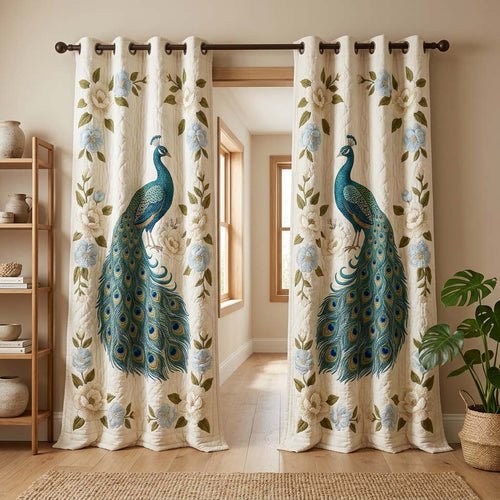 Classic Peacock Quilted Curtains GFTOQM3836