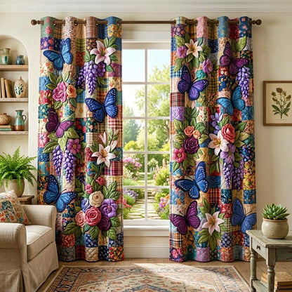 Plaid Bloom Quilted Curtains GFTOQM3854