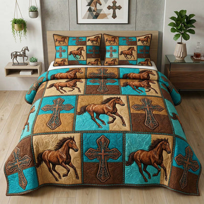 Western Cross 3-Piece Quilted Bedding Set GFTOQM3884