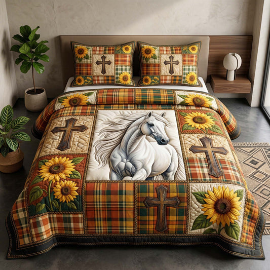 Sunflower Grace 3-Piece Quilted Bedding Set GFTOQM3885