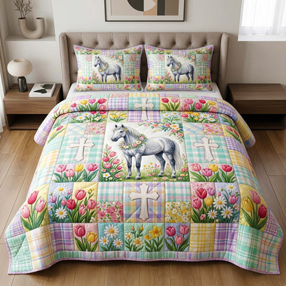 Spring Tulip 3-Piece Quilted Bedding Set GFTOQM3886