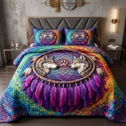 Wolf Dream 3-Piece Quilted Bedding Set GFTOQM3895