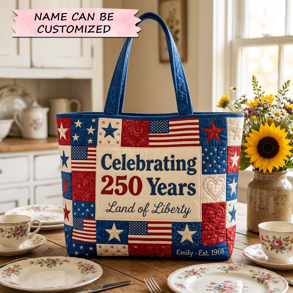 Land Liberty Quilted Tote Bag QTCUZ GFTOQM3903