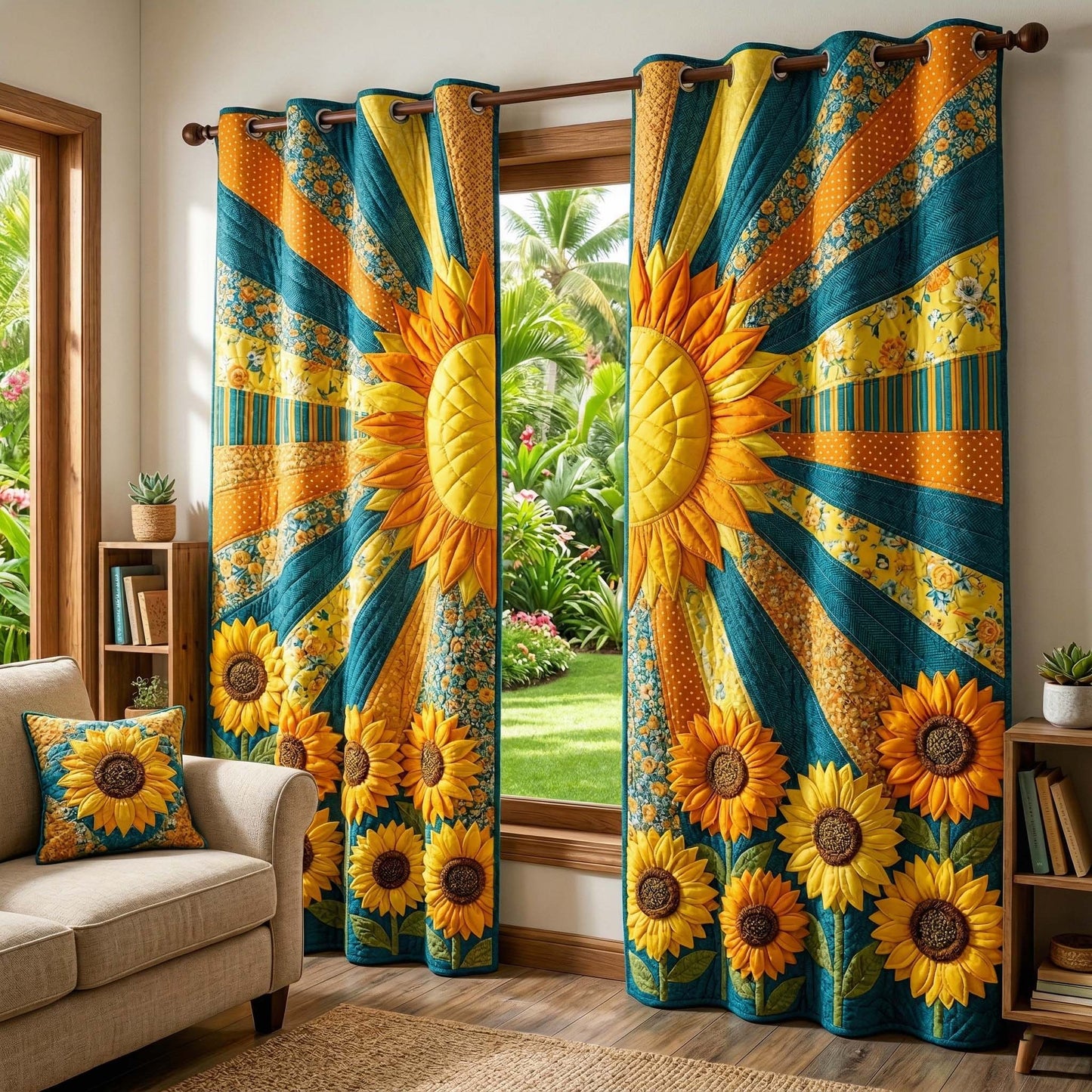 Golden Ray Quilted Curtains GFTOQM3907