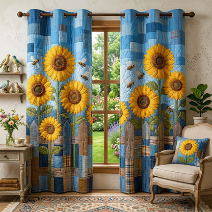 Denim Fence Quilted Curtains GFTOQM3908