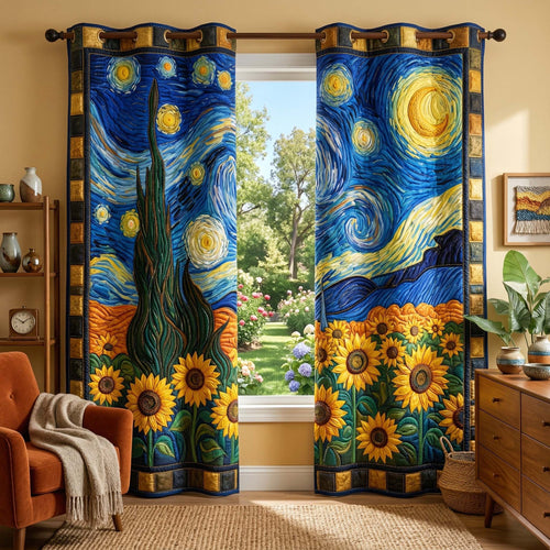 Starry Sunflower Quilted Curtains GFTOQM3909