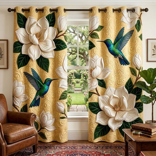 Magnolia Hummingbird Quilted Curtains GFTOQM3912