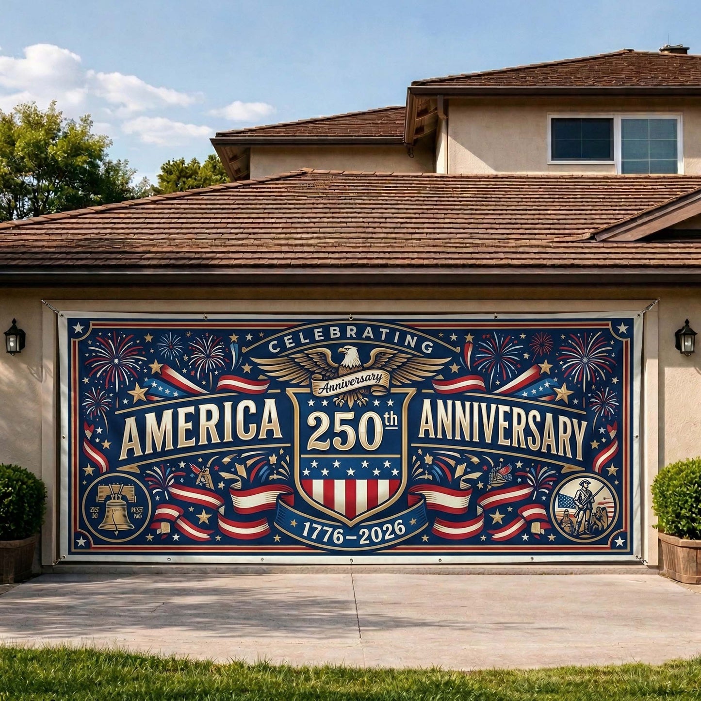 Patriotic Eagle Garage Door Banner GFTOQM3934