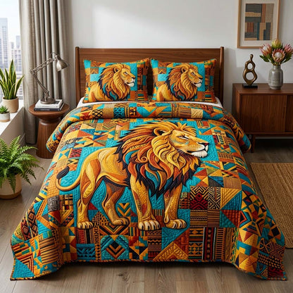 Lion Tribe 3-Piece Quilted Bedding Set GFTOQM3946