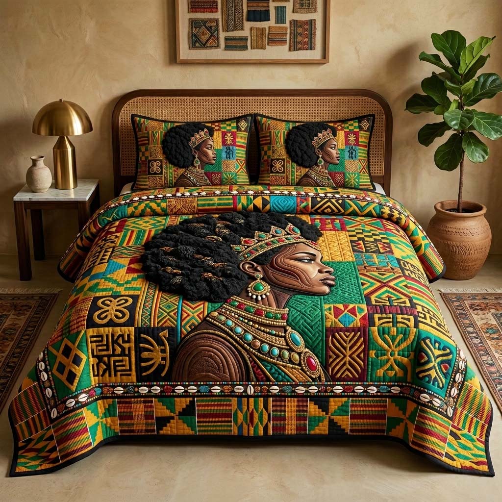 Africa Legacy 3-Piece Quilted Bedding Set GFTOQM3951