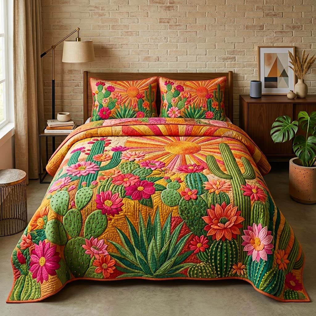 Golden Sunset 3-Piece Quilted Bedding Set GFTOQM3971