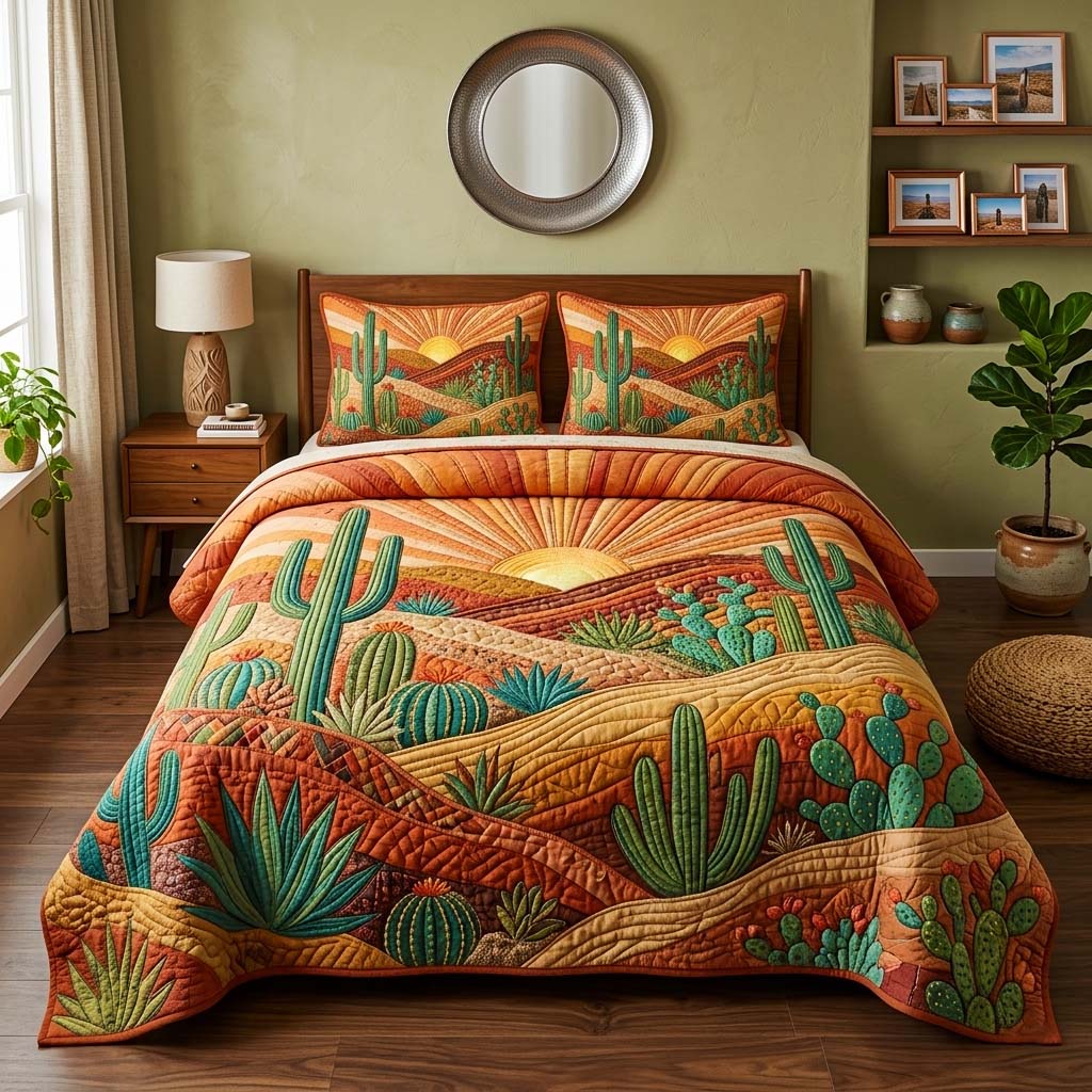 Boho Desert 3-Piece Quilted Bedding Set GFTOQM3973