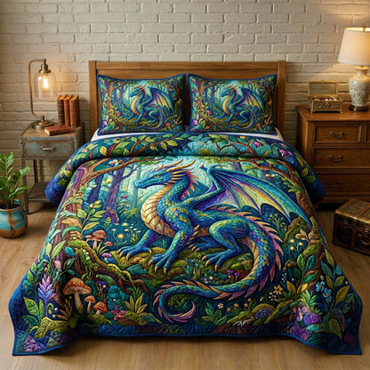 Forest Dragon 3-Piece Quilted Bedding Set GFTOQM4004