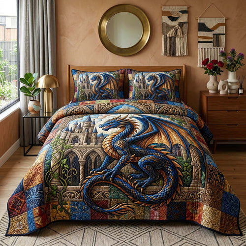 Castle Dragon 3-Piece Quilted Bedding Set GFTOQM4007