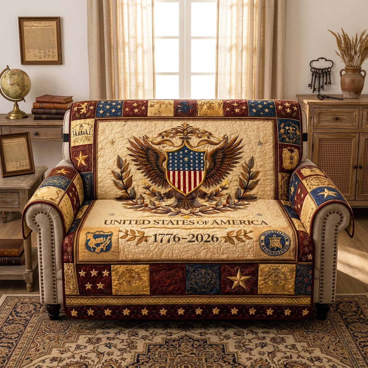 Herritage Patch Quilted Sofa Cover GFTOQM4017