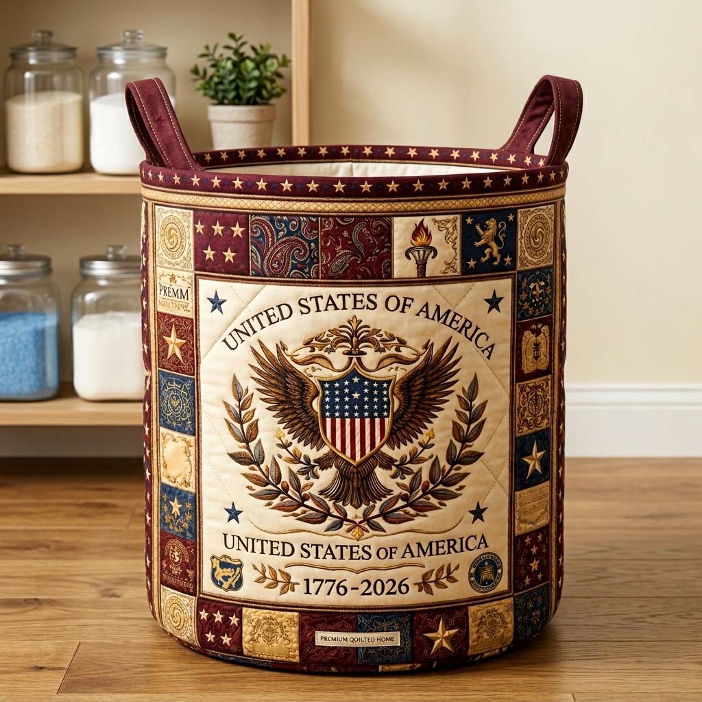 Herritage Patch Quilted Laundry Basket GFTOQM4034