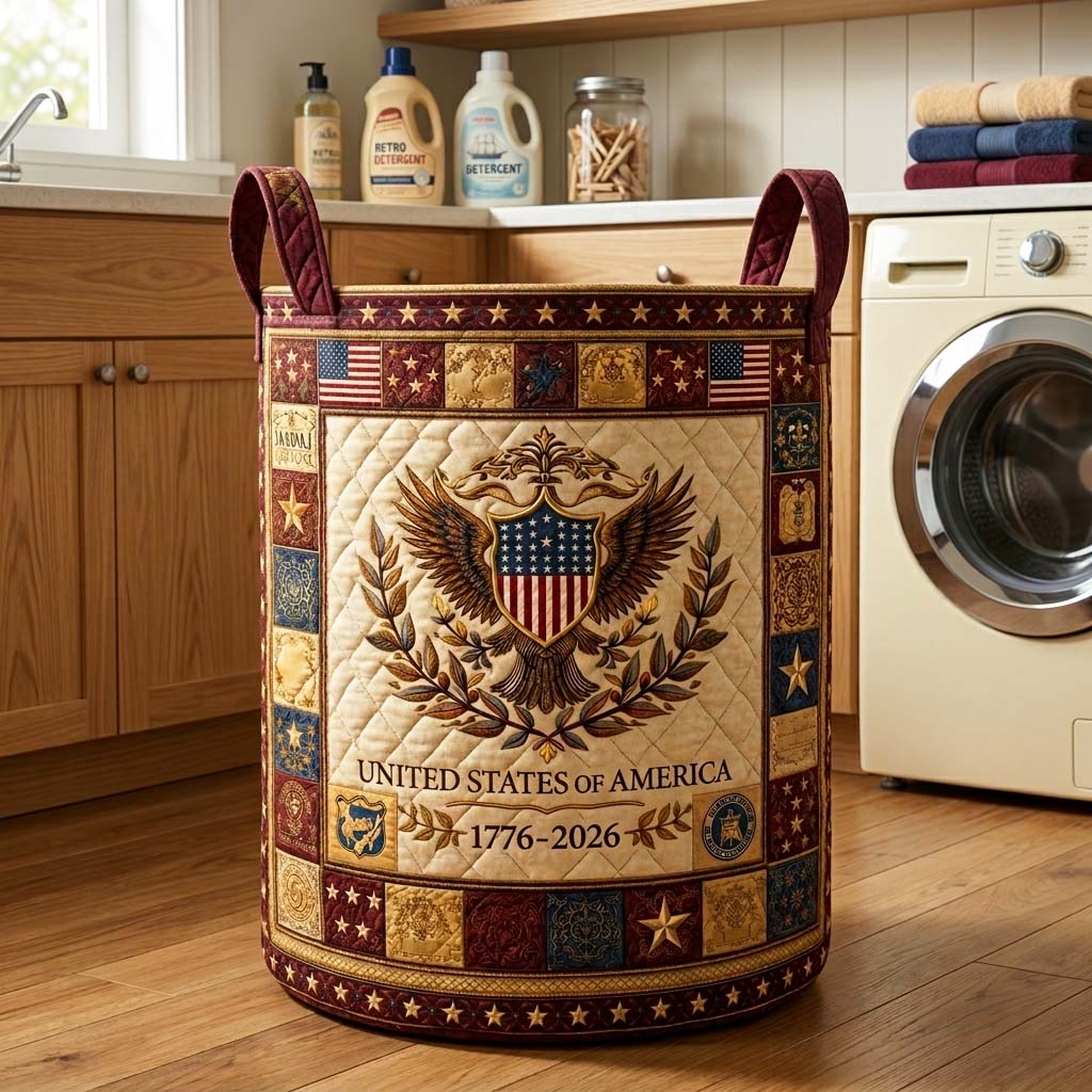 Herritage Patch Quilted Laundry Basket GFTOQM4037